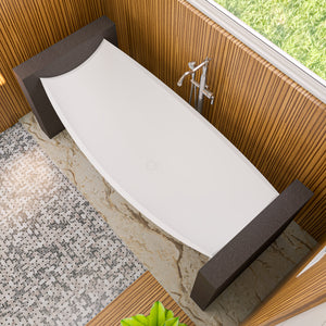 White Matte 71 Inch Solid Surface Resin Suspended Wall Mounted Hammock Bathtub ALFI Brand (HammockTub2-WM)