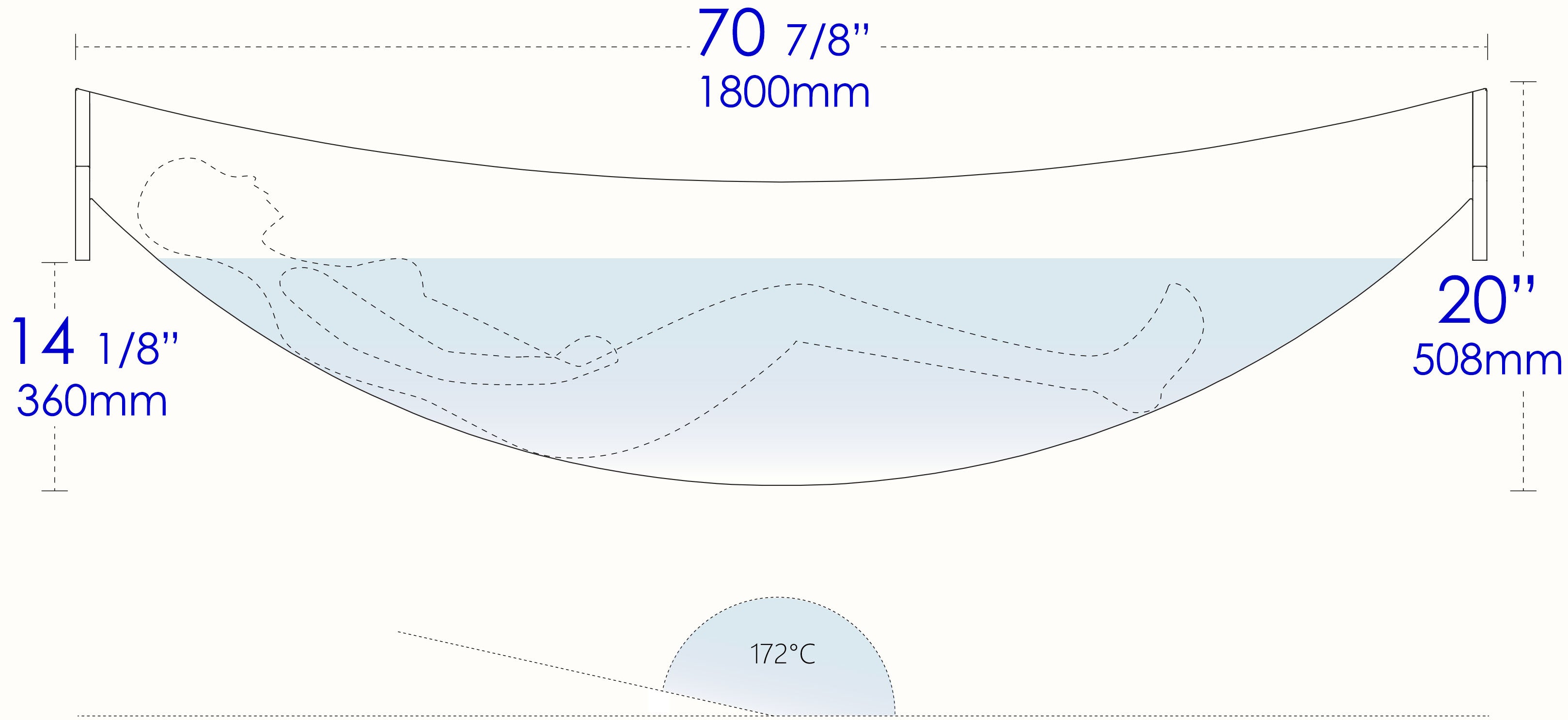 White Matte 71 Inch Solid Surface Resin Suspended Wall Mounted Hammock Bathtub ALFI Brand (HammockTub2-WM)