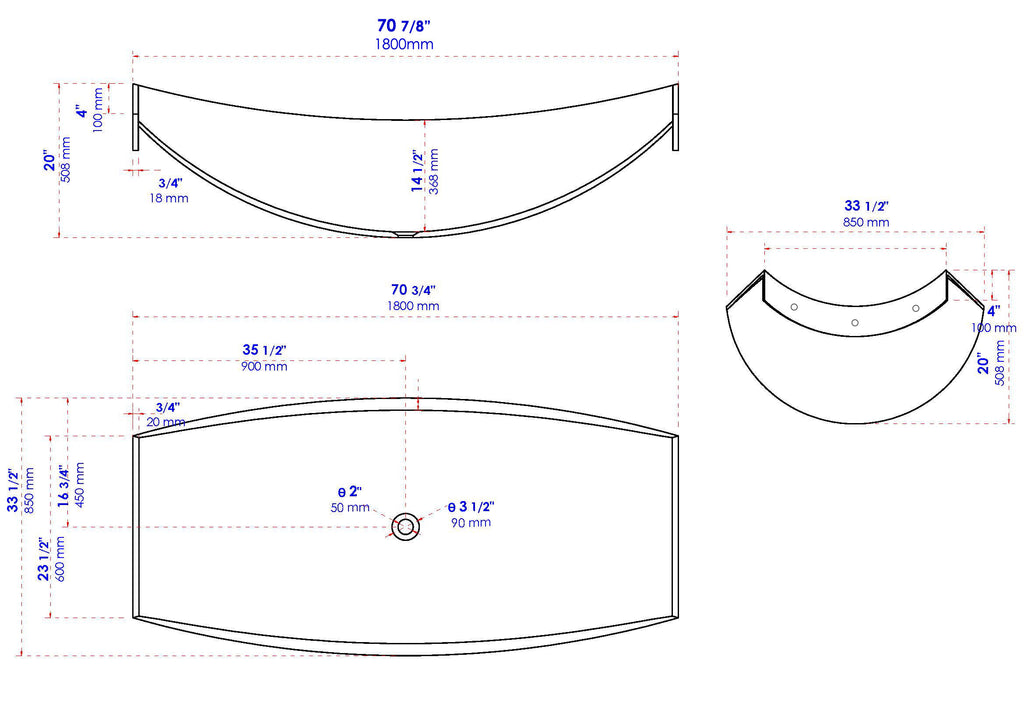 White Matte 71 Inch Solid Surface Resin Suspended Wall Mounted Hammock Bathtub ALFI Brand (HammockTub2-WM)