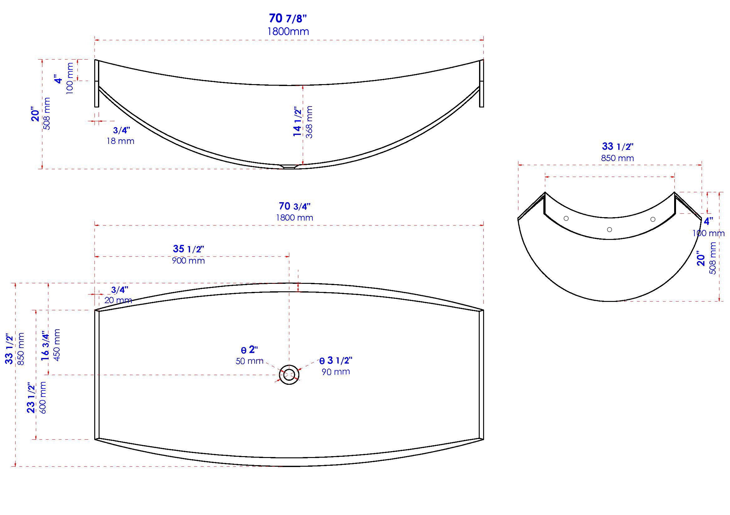 White Matte 71 Inch Solid Surface Resin Suspended Wall Mounted Hammock Bathtub ALFI Brand (HammockTub2-WM)