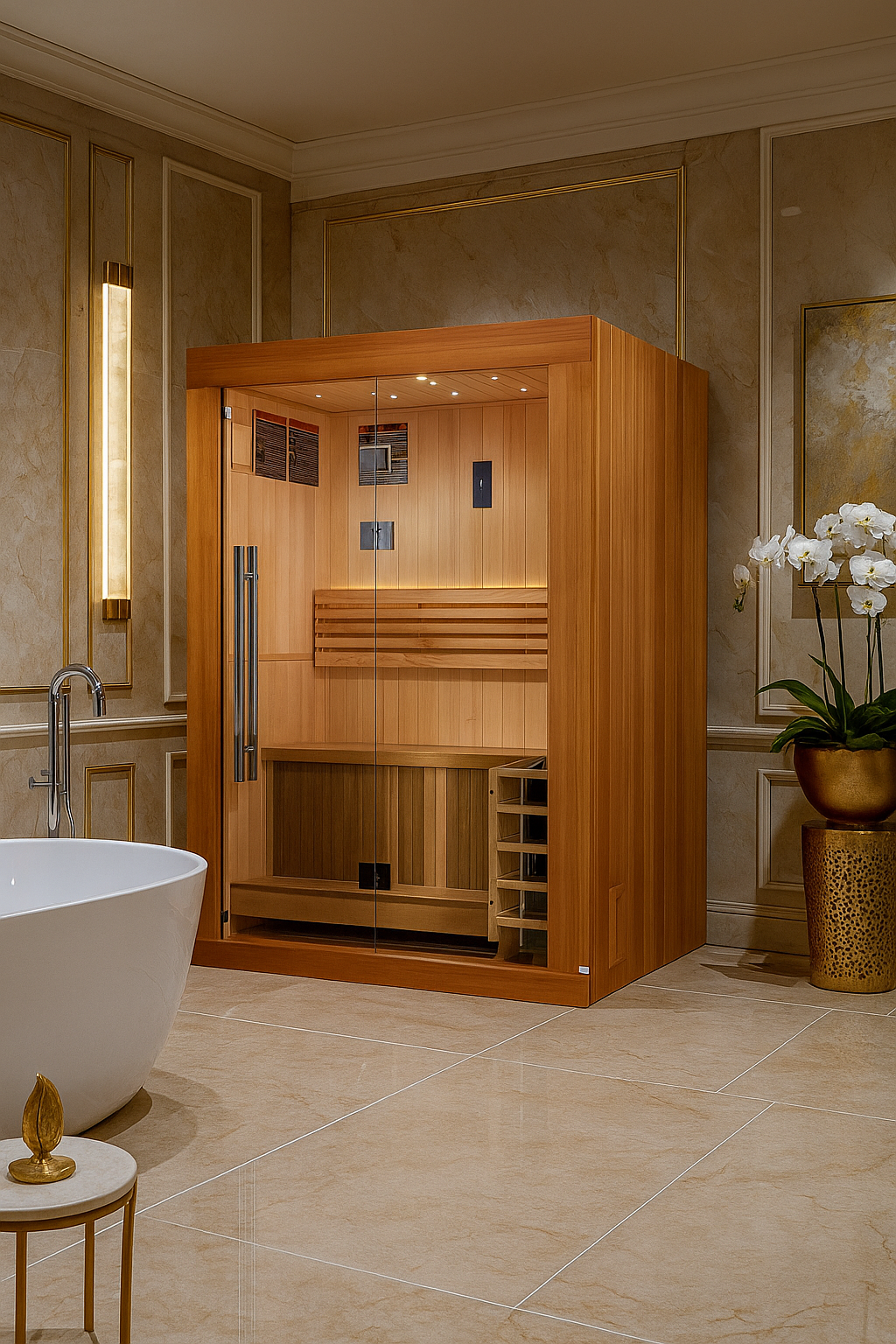 "Sundsvall Edition" Traditional Sauna Steam Sauna with Red Cedar Wood