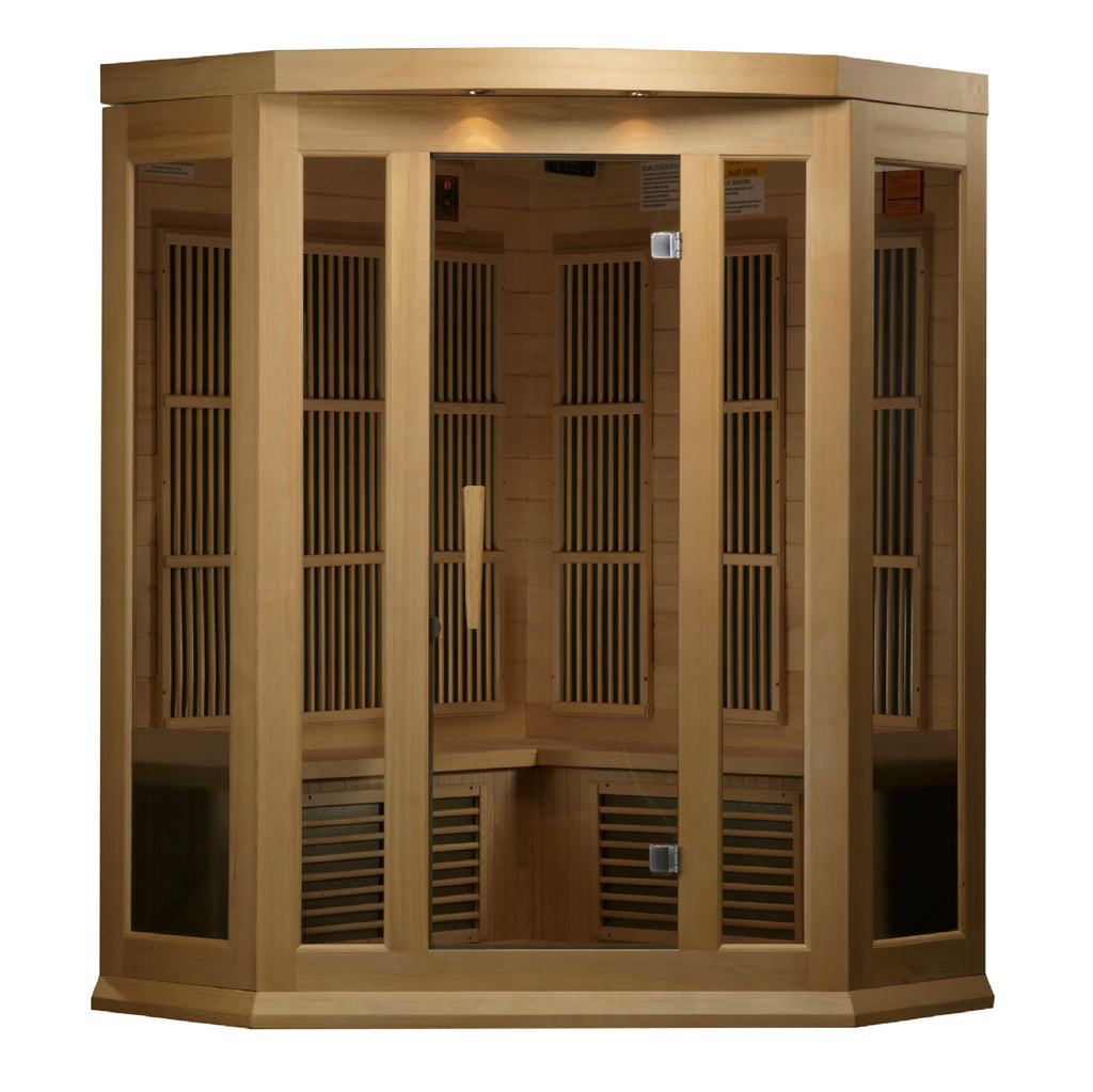 Maxxus FAR Infrared Sauna Low EMF Corner Unit with Hemlock Wood