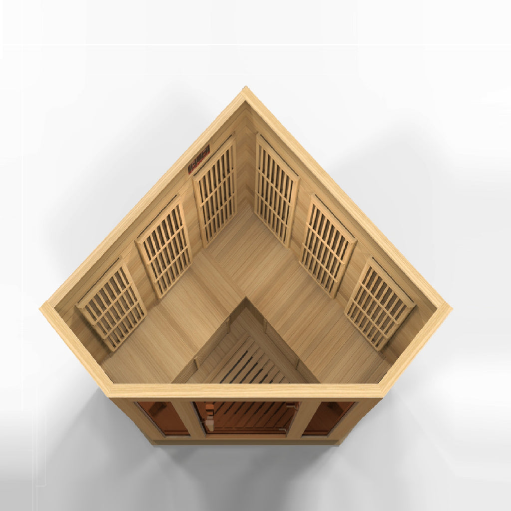 Maxxus FAR Infrared Sauna Low EMF Corner Unit with Hemlock Wood