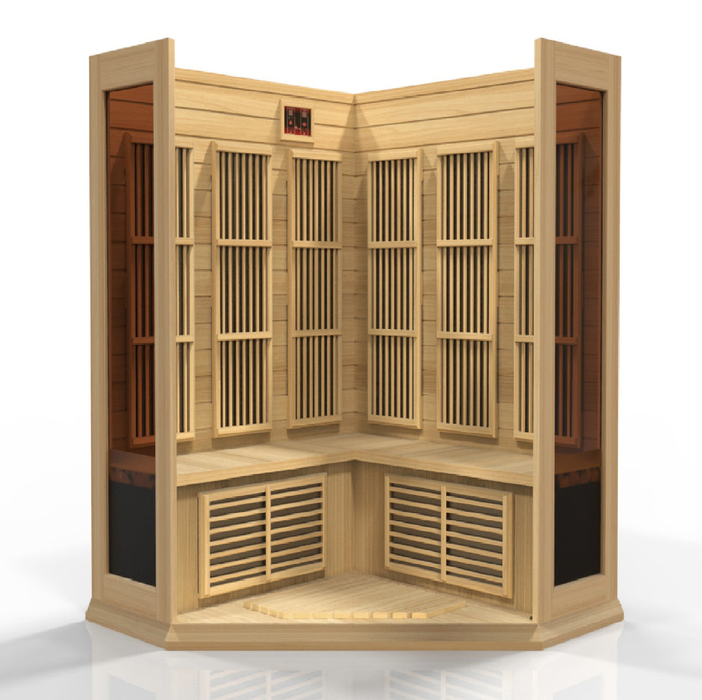 Maxxus FAR Infrared Sauna Low EMF Corner Unit with Hemlock Wood