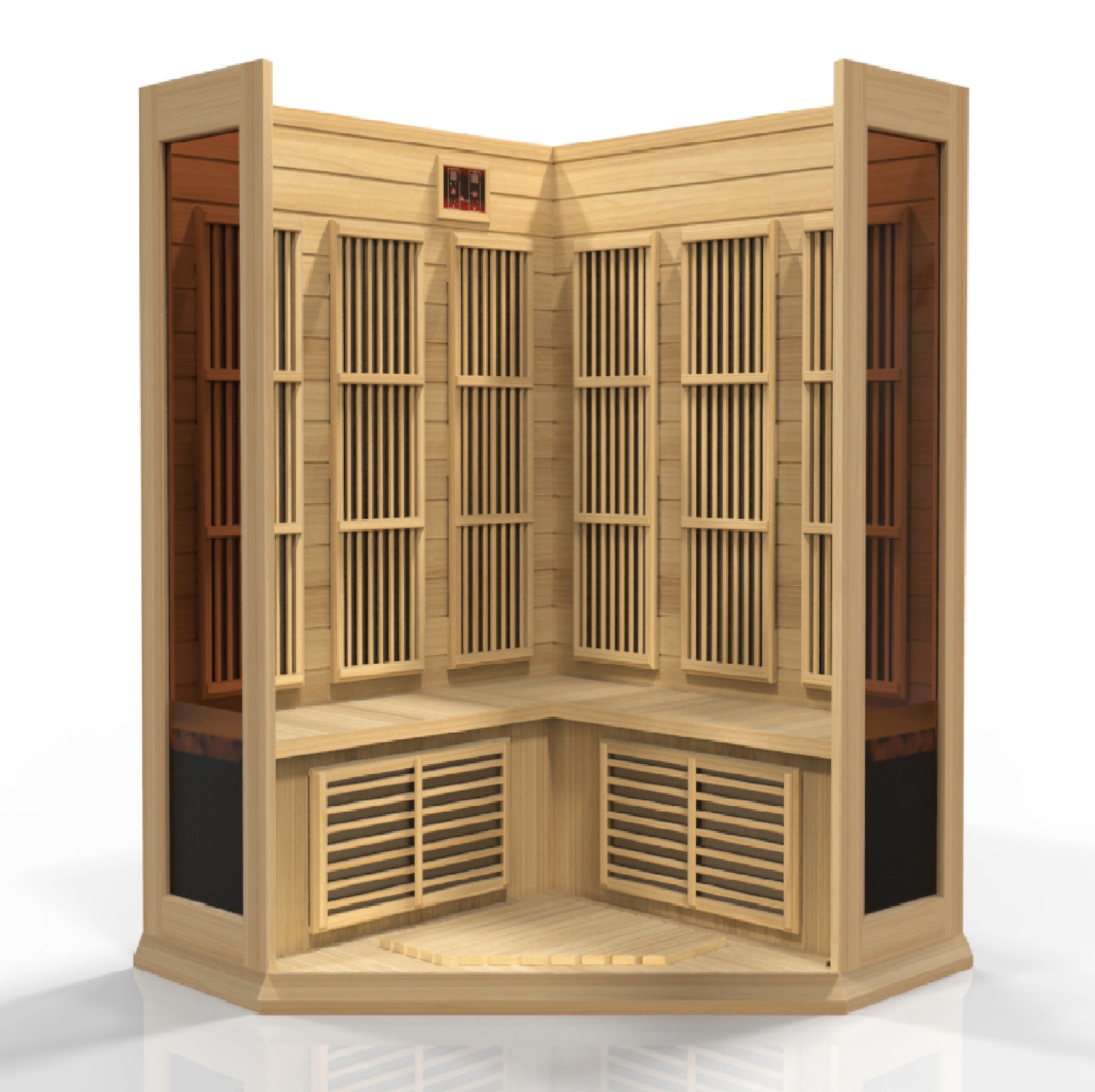Maxxus FAR Infrared Sauna Low EMF Corner Unit with Hemlock Wood