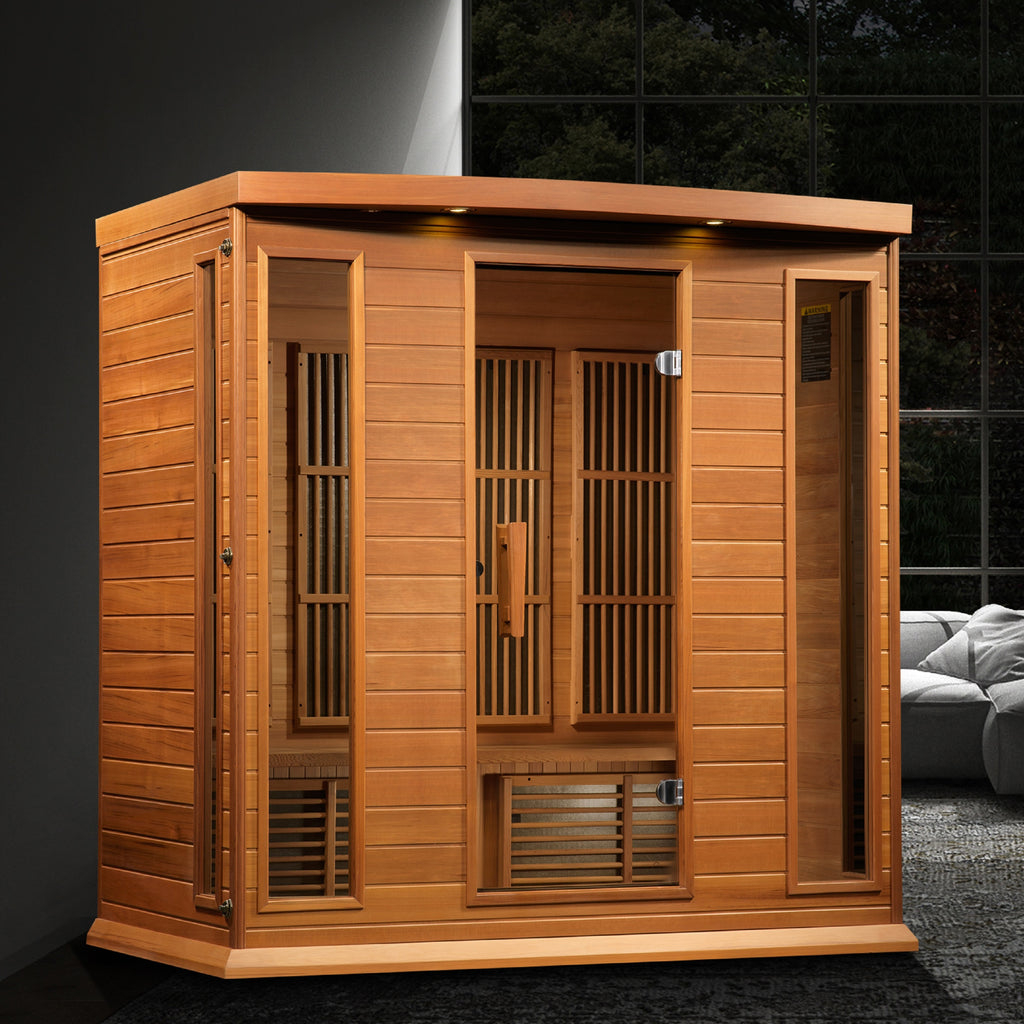 Maxxus FAR Infrared Sauna Near Zero EMF Corner Unit with Red Cedar Wood