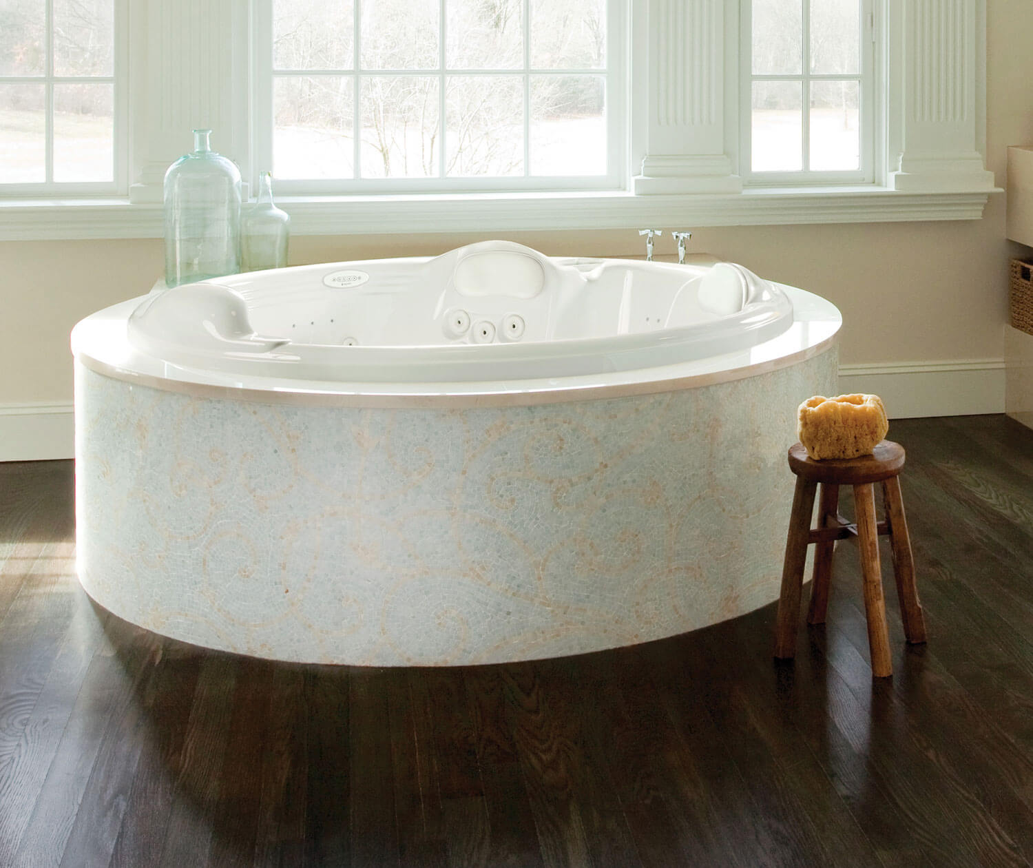 Millennium 9 (77 x 77) Acrylic Drop-in Center Drain Combined Whirlpool and Air Massage Bathtub